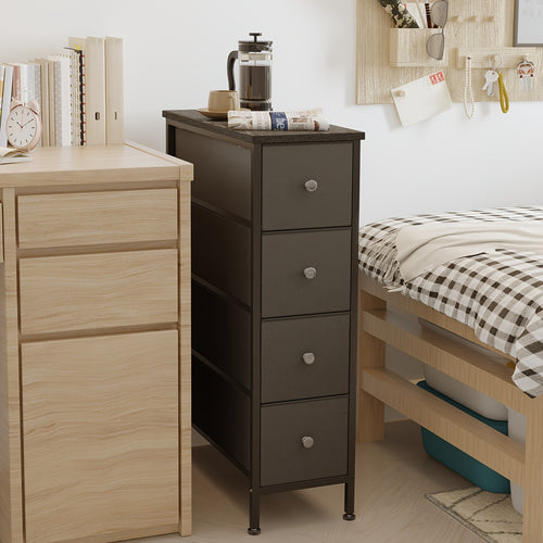 Narrow Storage Cabinet, Dresser With 4/5 Drawers, Slim Fabric Dresser Storage Tower For Small Space, Dresser With Steel Frame, Wood Top, For Bedroom, Bathroom, Living Room, School And Dormitory Storage, Closet, Laundry, For Halloween And Christmas