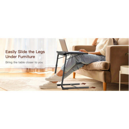 Adjustable Folding TV Tray Table with 6-Level Height & 3 Tilt Angles | Portable Sofa Side Table for Dining, Laptop, Bed, Living Room | Set of 2 or 1, Black