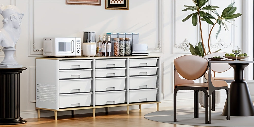 [12-Drawer Storage Cabinet] TOOLF 12-Drawer Storage Cabinet with Tabletop, Cube Organizer for Home And Office, Ideal for Living Room, Bedroom, Classroom, Playroom, And Craft Room