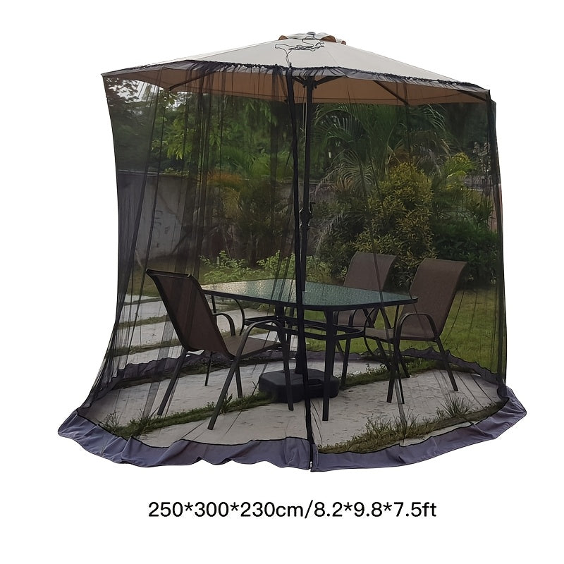 Duty Outdoor Umbrella Mosquito Net - Fit for Roman, Straight Pole, Curved Arm Umbrellas, Zipper Closure, with Zipper Door, Adjustable Height And Diameter, Very Suitable for Outdoor Camping