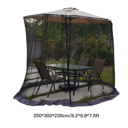 Duty Outdoor Umbrella Mosquito Net - Fit for Roman, Straight Pole, Curved Arm Umbrellas, Zipper Closure, with Zipper Door, Adjustable Height And Diameter, Very Suitable for Outdoor Camping