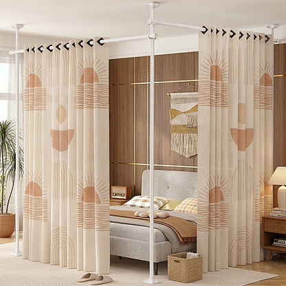 Adjustable Room Divider Curtain Rod | No Drilling Floor to Ceiling Tension Rod for Wide Space Partitions 28-171inch(W) x 48-120inch(H) - Heavy Duty Damage-Free Room Separation Solution for Home and Kitchen Furniture, Metal Classic Style