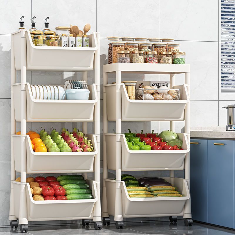 Rolling Cart Organizer, Kitchen Storage Shelf with Lockable Wheels, for Living Room Office Bathroom Garage Narrow Spaces