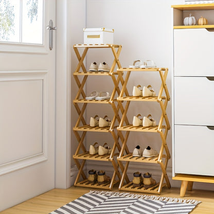 1pc Does Not Need to Install Folding Bamboo Shoe Rack, Saving Space, Strong Storage Ability, Suitable for Small Space Bedroom Living Room Hall Wardrobe.Foldable, Shoe Rack, Shelf. Bamboo Shoe Rack. Receive Essential Gifts, Gifts, New Year Gifts.