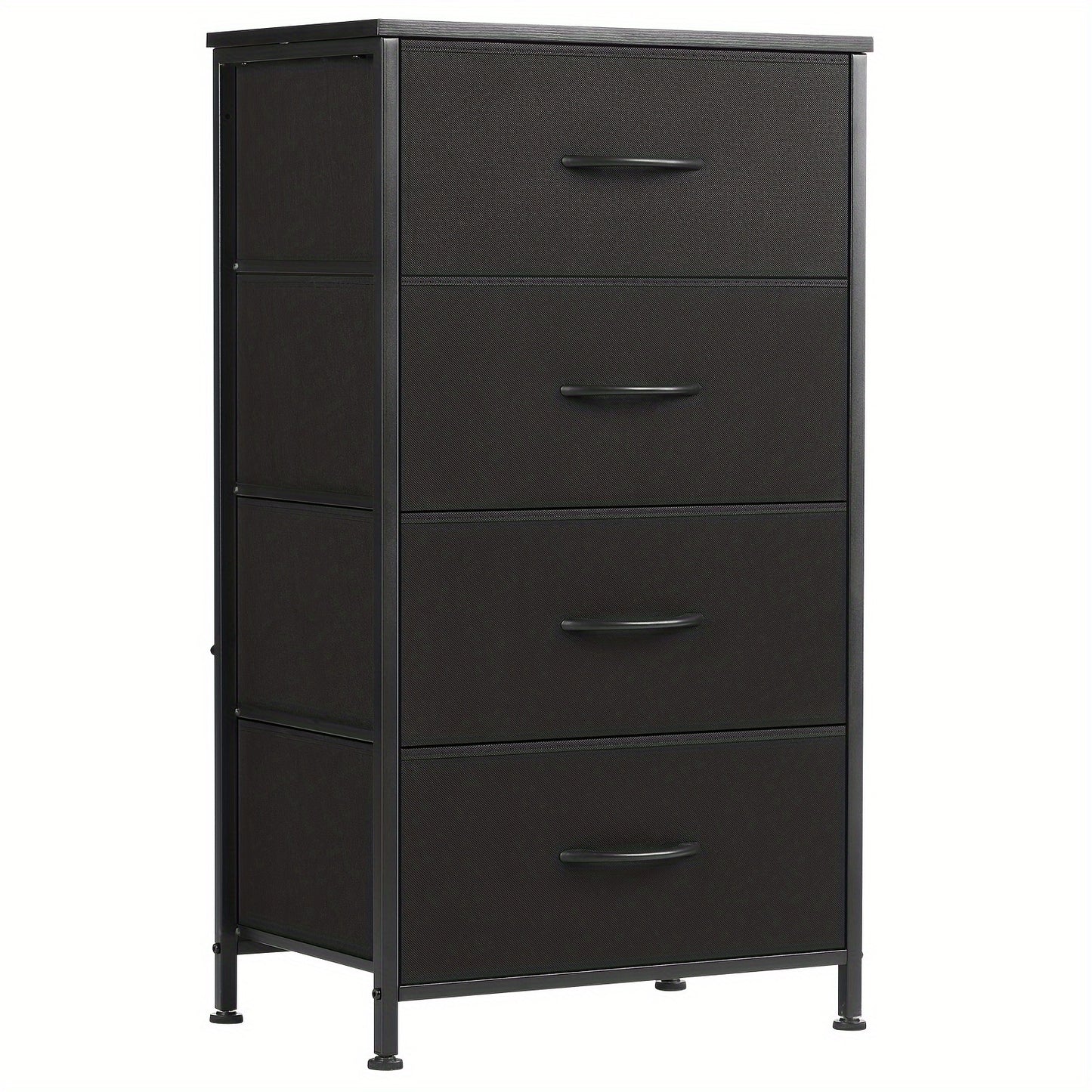 4 Drawer Dresser Organizer Storage Drawers, Chest Of Drawers With Fabric Bin, Steel Frame, Wood Top, Use For Lab, Closet, Black/Brown/White/Gray To Choose