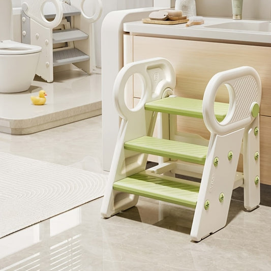 Kids Step Stool for Bathroom Sink Kitchen Counter, Adjustable 3 Step Stool for Toddler Toilet Potty Training Toilet Stool with Handles, Non-Slip Kids Step Ladder Learning Helper Tower