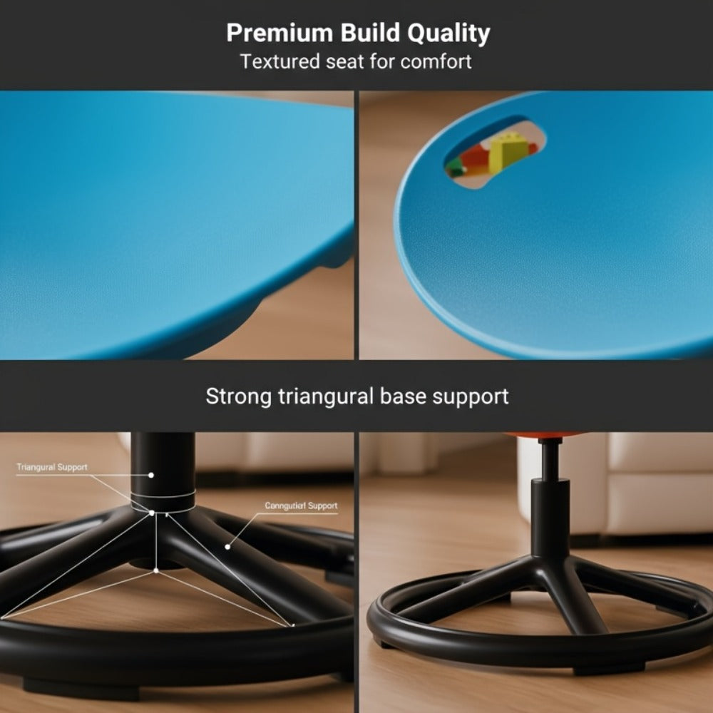 1 Autistic Children's Oversized Anti Spinning Sensory Chair - Blue And Orange Red, Sturdy Hard Plastic Frame with Anti Slip Base, Easy to Clean Surface, Ideal for Sensory Processing Disorders, Motor Skill Development, Concentration, Smooth Rotation