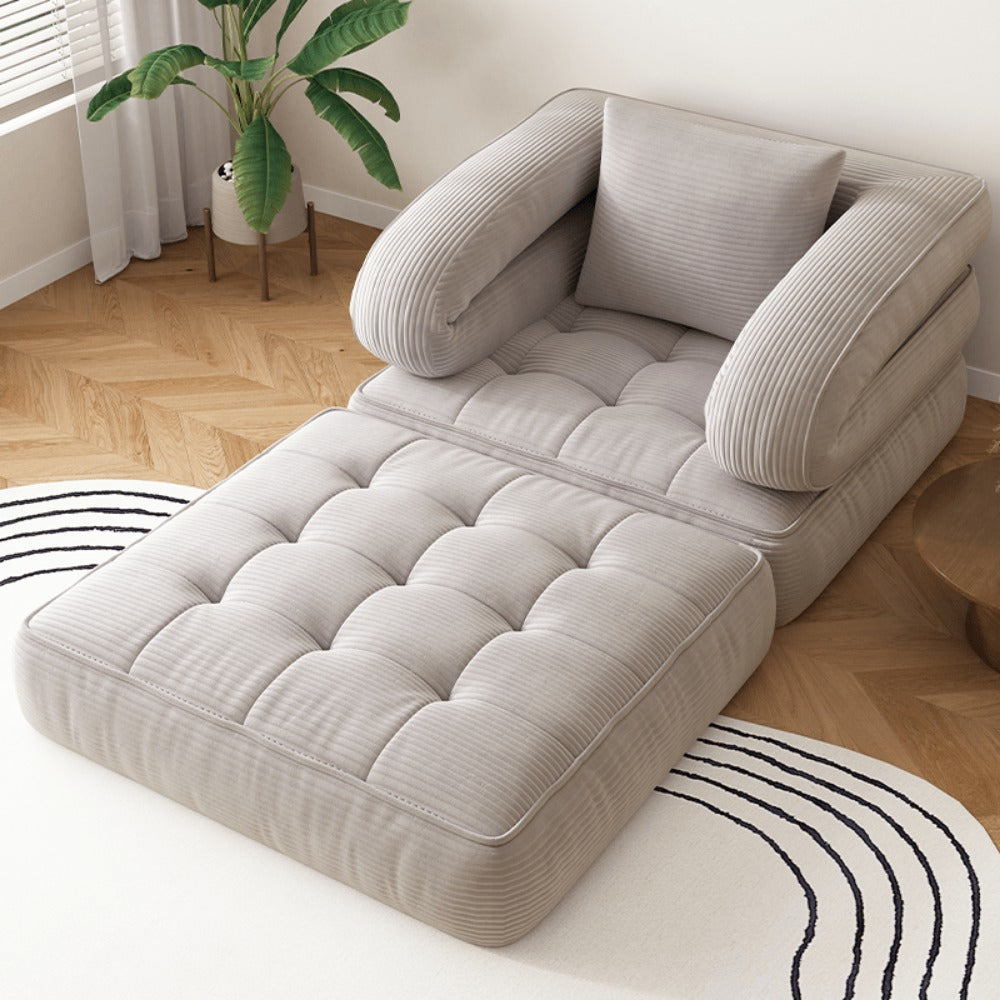 Convertible Sofa Bed No Assembly Required, Multi-Position High-Density Sponge Corduroy Sofa for Small Spaces Bedroom Apartment RV, Lazy Lounger Movie Sofa