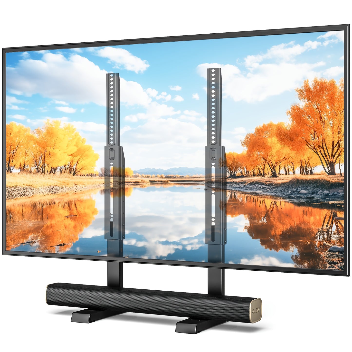 Universal TV Stand with Cable Management, Height Adjustable Legs for 37-92 Inch Flat/Curved Tvs, T