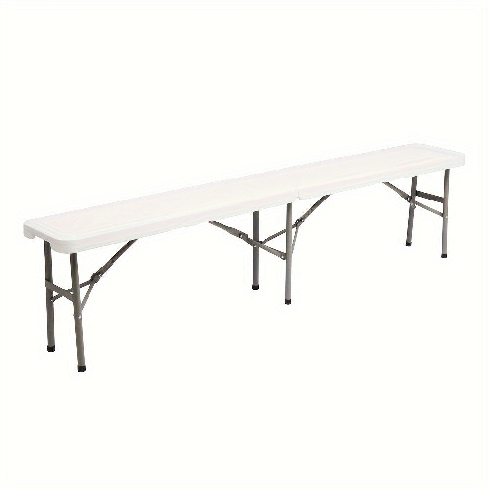 6ft Folding Plastic Bench – Collapsible Lightweight HDPE Seat for Indoor & Outdoor Use, Camping, Weddings, Picnics, Celebrations & Outdoor Gatherings, White & Coffee Brown