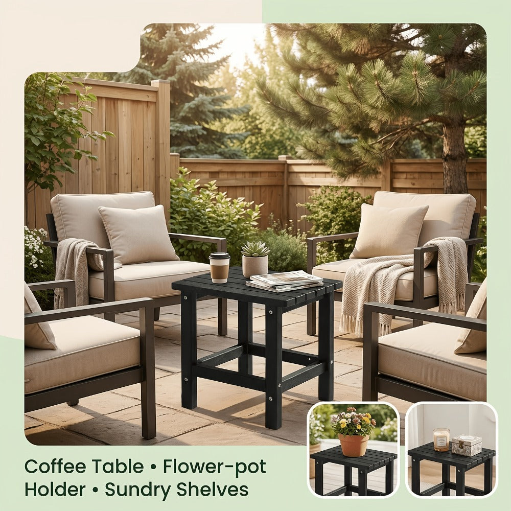 Poly Lumber Adirondack Side Table 19.68in Oversized Outdoor Weather Resistant – HDPE Patio End Table for Poolside Garden Deck Backyard (5 Colors)