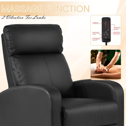 Recliner Chair for Living Room Recliner Sofa Breathable Padded PU Leather Massage Single Sofa Recliners for Small Recliner Chair with Footrest Home Theater Seating Bedroom