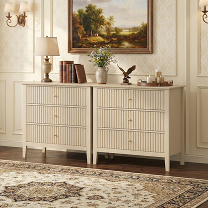 Nightstands 2pcs/1pc, Fluted Design Wooden Dressers with Ample Storage, 30-Inch Modern Painted Chest for Bedroom, Living Room, And Entryway