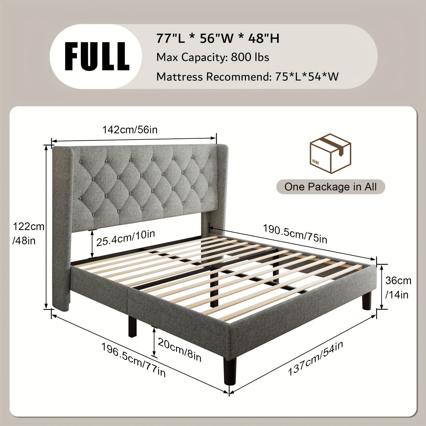 Valnase Modern Style Platform Bed Frame with 24"H Button Tufted Headboard, Solid Wood Slats Support, Artistic Legs Design - Dark Grey/Light Grey/Black Linen & White Velvet Options, Bed Frame for Home Bedroom