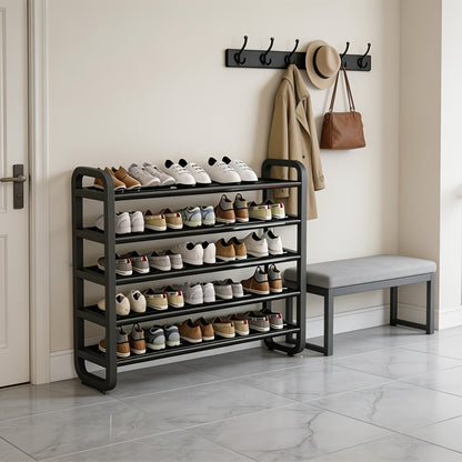 Durable 5-Layer Space-Saving Shoe Rack, Narrow And Multi-Layered Design, Floor Standing, Suitable for Entrance And Dormitory Storage, Pairable with Living Rooms, Easter Style for Back to School Season