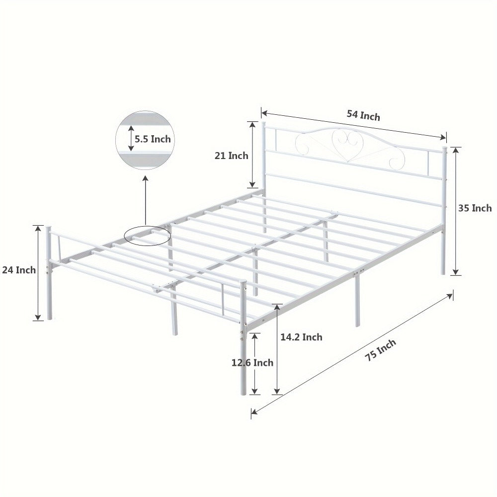 Metal Platform Bed Frame with Headboard and Footboard Steel Slat Support No Box Spring Needed Noise Free - Twin Full Queen Sizes for Bedroom Guest Room Dorm | Black White Gold Pink