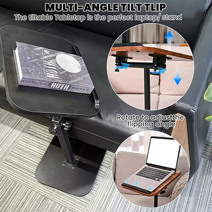 A Versatile Side Table for Sofas with Adjustable Height - Perfect for Use As a Coffee Or Office Table, Featuring an Iron Frame, Ideal for Outdoor Relaxation, Beside a Bathtub, Or to a Bed