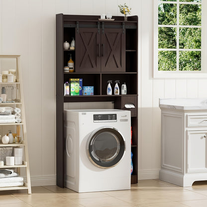 Over-The-Toilet Storage Cabinet with Toilet Paper Holder Stand - Space-Saving -Standing Bathroom Shelf, /Plywood Suitable for Bathroom, Restroom, Laundry Room, Modern with Assembly (No Wall-Mount)