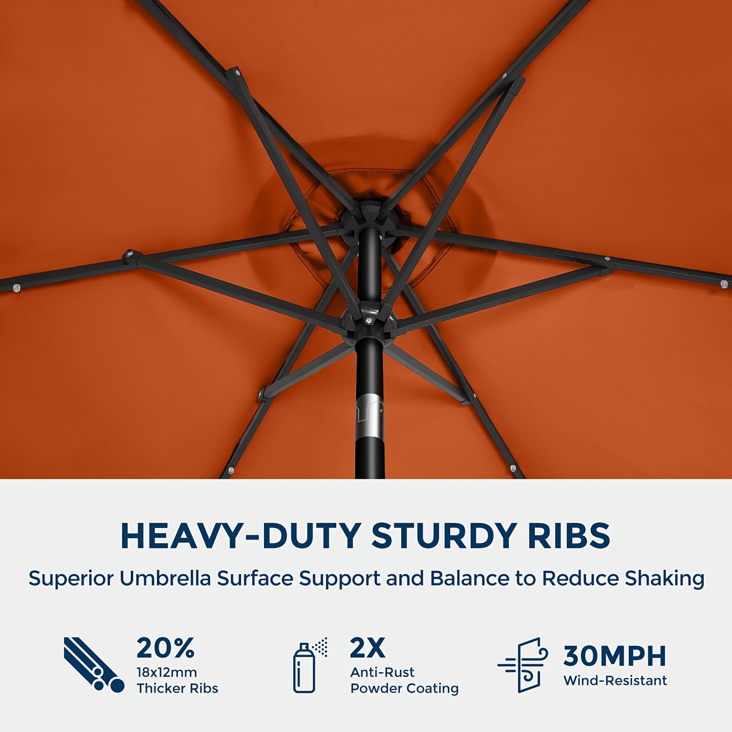 7.5Ft Solar LED Patio Umbrella, Tiltable Table Umbrella, Waterproof Solar Outdoor Umbrella with Button Tilt, UV Protection, Suitable for Pool, Deck, Yard, Garden, Backyard