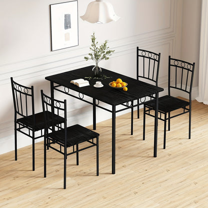 Dining Table Set - 5pcs Rectangular Dining Table Set with 4 Backrest Chairs, High-quality Wooden Kitchen Dining Table And Chairs, Perfect for  Spaces And Apartments