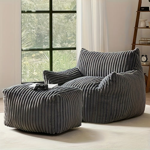 Modern Extra-Large Adult Bean Bag Chair with Footrest, Ergonomic Design, New Fat Cat-Shaped Sofa, Removable And Washable Sofa Cover, Perfect for Leisure, Reading Or Gaming, Suitable for Living Rooms, Bedrooms, Dormitories, Apartments, And Offices