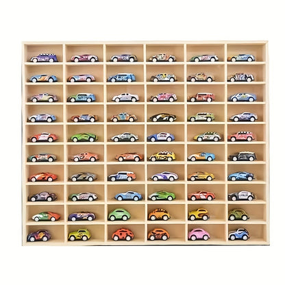 1:64 Solid Wood Collectible Storage Box (60/80 Compartments), Display Cabinet, Wooden Storage Box, Model Display Stand (Lidless, Includes Hooks And Additions)