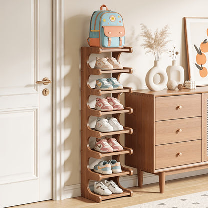 Bamboo Shoe Rack 4-8 Tier Freestanding Shoe Organizer for Entryway Hallway Bedroom Closet – Space-Saving Multi-Layer Shoe Storage Shelf for Home & Dorm