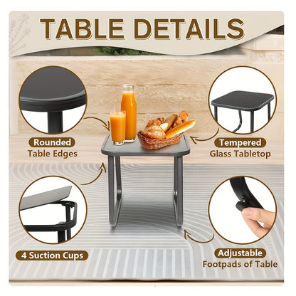 [Outdoor Rocking Set] 3pcs Outdoor Rocking Bistro Set, Furniture Set with Patio Rocking Chairs And Glass-Top Table, for Porch, Lawn, Garden, Yard, Balcony And Poolside