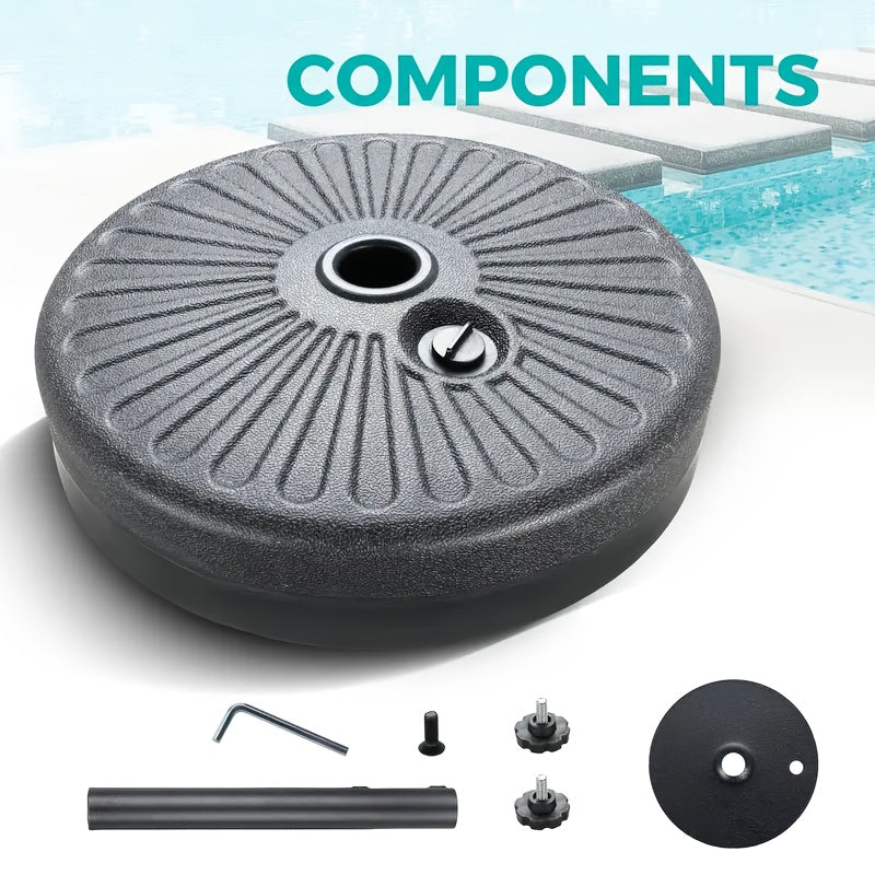 [Durable Round Umbrella Base] Durable Fillable Round Patio Umbrella Base, Free-Standing Patio Umbrella Round Base for Outdoor, Lawn, Backyard, Garden