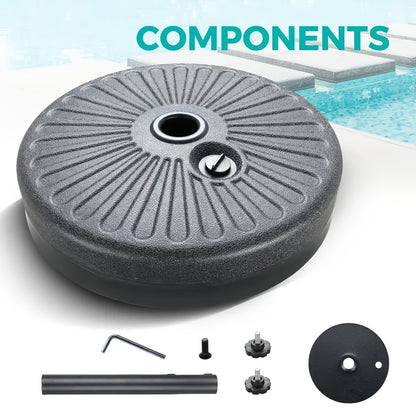 [Durable Round Umbrella Base] Durable Fillable Round Patio Umbrella Base, Free-Standing Patio Umbrella Round Base for Outdoor, Lawn, Backyard, Garden
