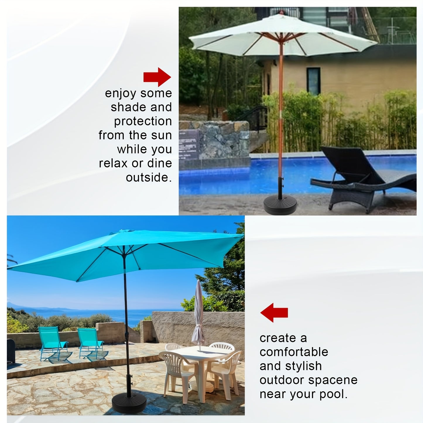 Outdoor Padded Umbrella Base, Round Plastic Umbrella Base, Lawn, Patio Outdoor Heavy Duty Umbrella Stand With 2 Adjustable Knobs, 3 Lined Rings, Black
