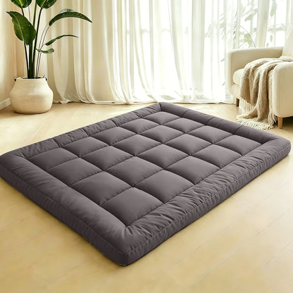 Folding Bed Topper Roll-Up | Soft Portable Mattress Pad for Bed Frame, Guest Room, Dorm & RV – Twin Full Queen King, Multiple Colors