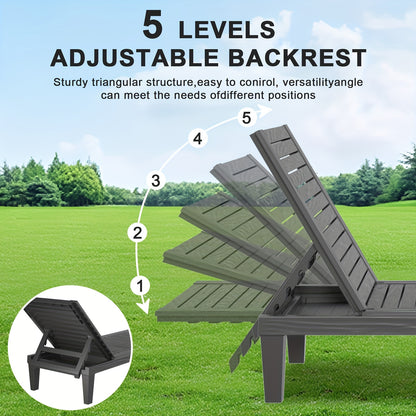 Outdoor Adjustable Backrest Outdoor Garden Lounge Chair | Waterproof Sunscreen Resin Material | Anti-ultraviolet And Anti-corrosion | Balcony Garden Pool Beach Holiday Leisure Chair, Perfect Holiday Gift for Halloween, Christmas, Thanksgiving