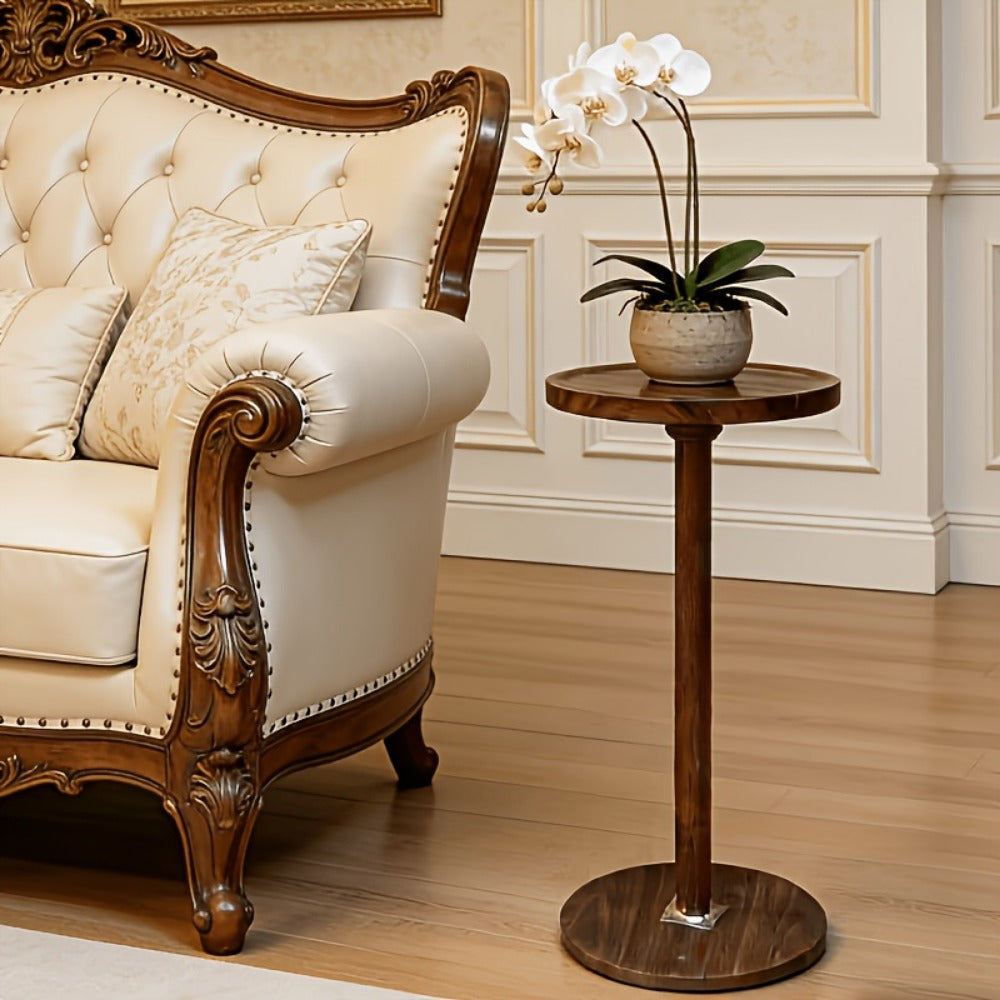 Small Side Table with Solid Wood Legs Modern Accent Table for Living Room Bedroom & Office - Plant Stand Coffee Table End Table for Small Spaces | Walnut Black Round Table Options