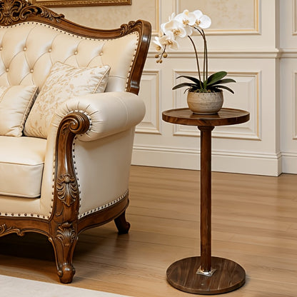 Small Side Table with Solid Wood Legs Modern Accent Table for Living Room Bedroom & Office - Plant Stand Coffee Table End Table for Small Spaces | Walnut Black Round Table Options