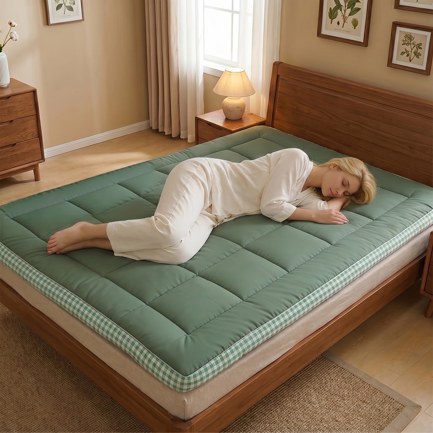 Japanese Plush Roll-Up Mattress Topper - Suitable for Bed, Sofa Bed, Dorm & Home, Machine Washable Soft Mattress Topper, Foldable And Portable Sleeping Pad, for Valentine'S Day And New Year Gifts
