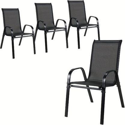 Stackable Patio Dining Chairs Set with Armrests Heavy Duty Breathable Textilene Outdoor Chairs Reinforced Iron Feet 330 LBS Capacity for Garden Lawn Backyard 4 6 8 Pack