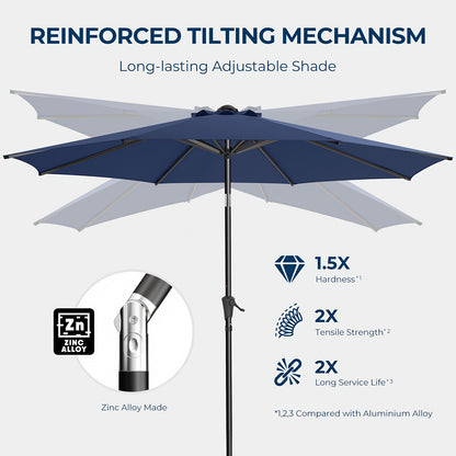 9Ft Outdoor Patio Umbrella, 8 Colors Patio Table Umbrella with Push Button Tilt Crank, 8 Steel Umbrella Ribs, for Garden, Deck, Backyard, Pool, Garden Houses