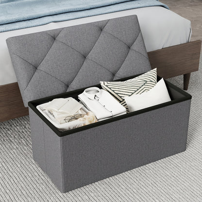 Heavy Duty Multifunctional Folding Storage Footstool Bench with Seat Cushion, Storage And Organization, Waterproof And Easy to Clean Surface-Suitable for Storage Of Living Rooms, Bedrooms, Terraces, Gardening Tools-Grey Storage Bench