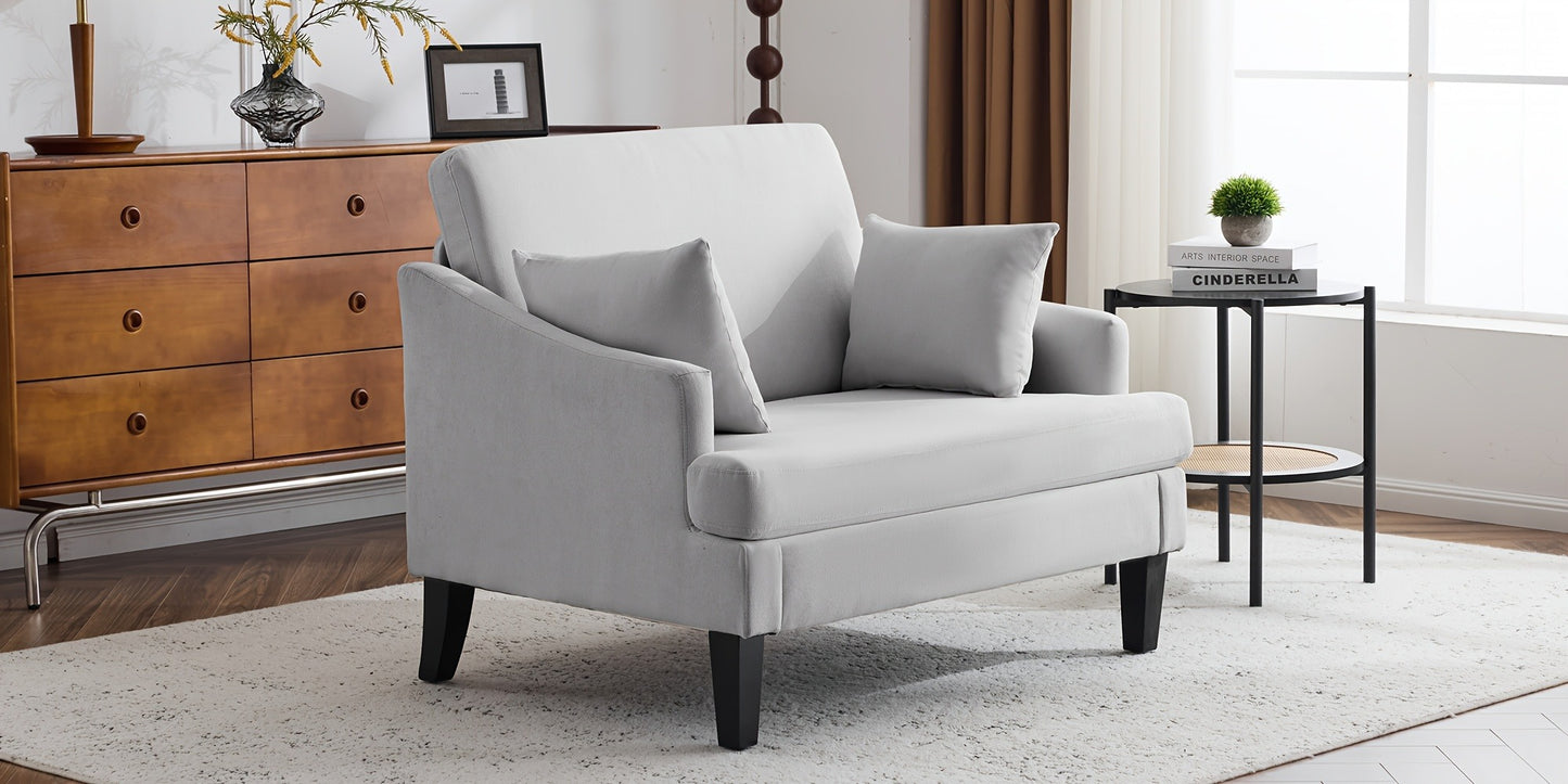 Oversized Accent Chair 33.5" Wide with 2 Pillows, Upholstered Memory Foam Armchair Big Reading Chair, Modern Single Sofa Chair for Living Room Bedroom Apartment Office