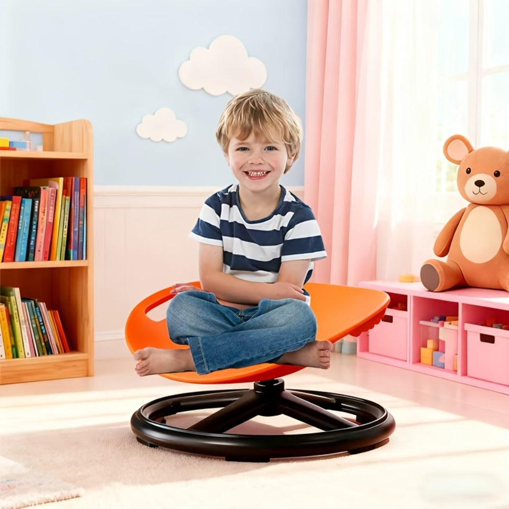 1 Autistic Children's Oversized Anti Spinning Sensory Chair - Blue And Orange Red, Sturdy Hard Plastic Frame with Anti Slip Base, Easy to Clean Surface, Ideal for Sensory Processing Disorders, Motor Skill Development, Concentration, Smooth Rotation