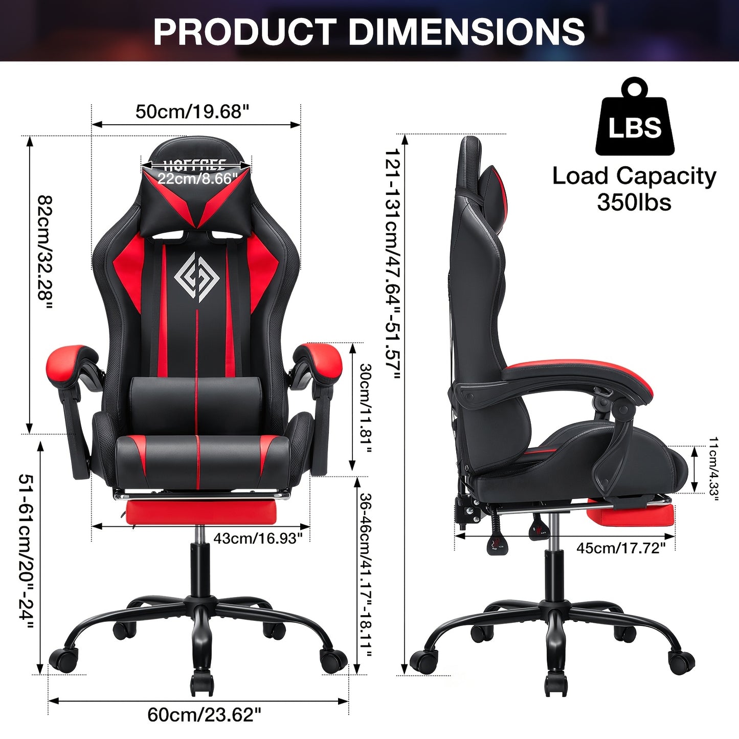 RGB Gaming Chair with LED Lights And Massage Ergonomic Computer Chair High Back Video Game Chair with Footrest And Adjustable Lumbar Support Linkage Armrest