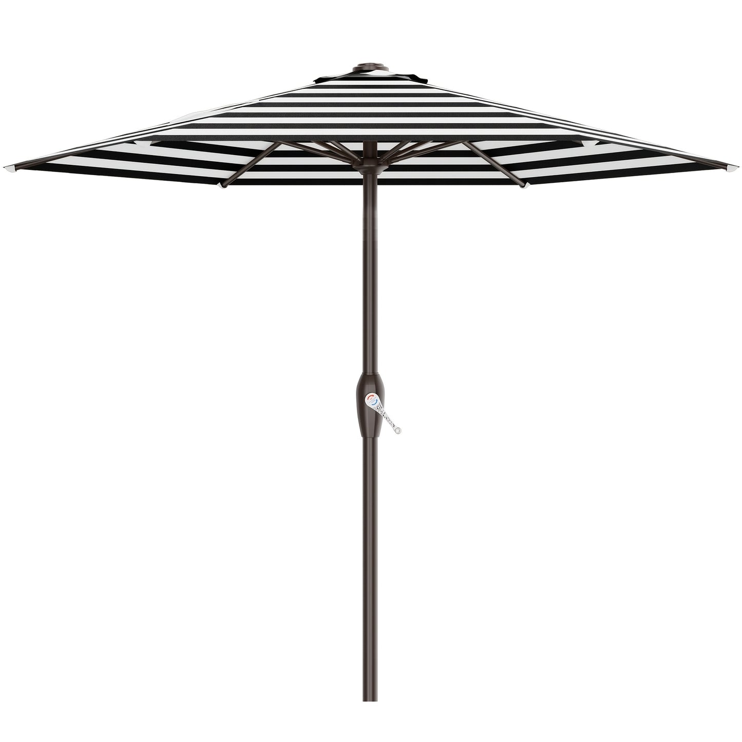 Patio Umbrella shown in the Black & White Striped, 7.5FT option