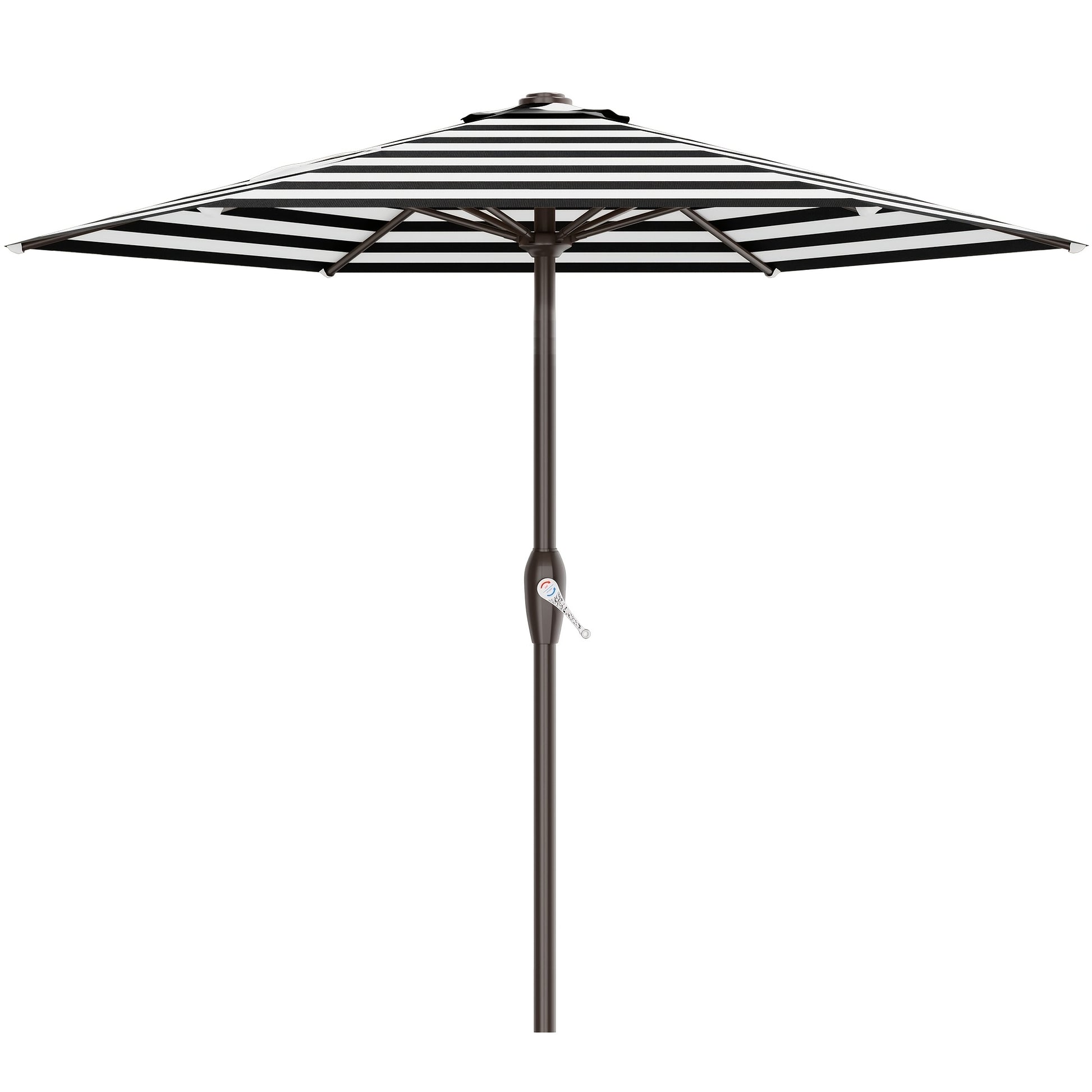 Patio Umbrella shown in the Black & White Striped, 7.5FT option