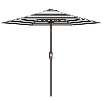 Patio Umbrella shown in the Black & White Striped, 7.5FT option