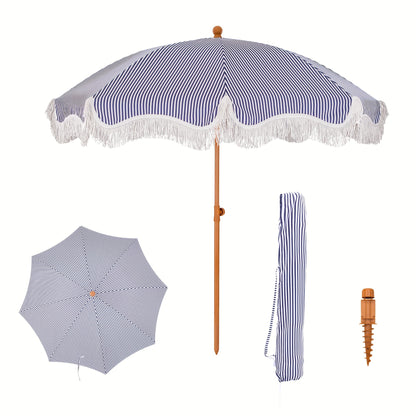 Outdoor Umbrella shown in the Navy-strip option