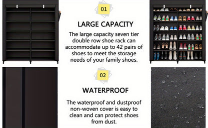 7-Tier Shoe Cabinet with Dustproof Cover and Tool-Free Assembly for Entryway detail image - detail view 13