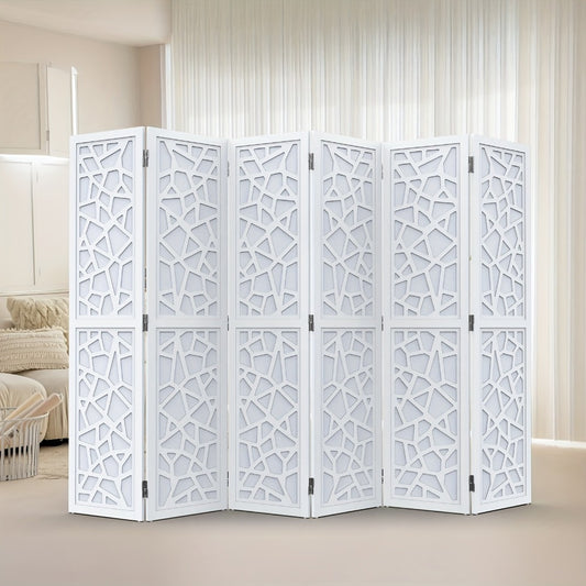 Room Divider, Geometric Wood 70"H - Freestanding Privacy Screen with Modern Pattern shown in the main product view