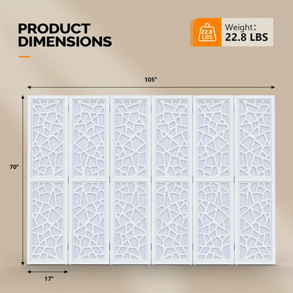 Room Divider shown in the White, 6 Panel option