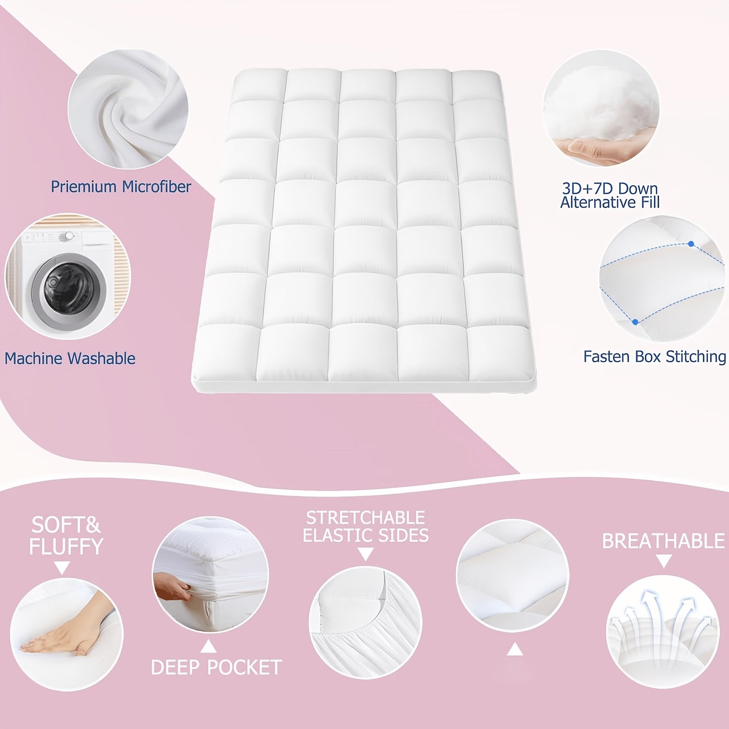 [Gift For Family] Mattress Pad/Mattress Topper/Mattress Cover/Breathable Fluffy Soft Mattress Protector With Deep Pocket - Machine Washable -RV, Bed, Sofa/Couch - Gift For Family, Home Twin/Full/Queen/King Size